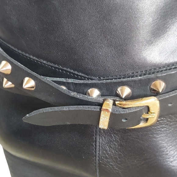 Matisse Biker Black Buttery Soft Leather Spike Studded and Buckle Ankle Boots - Picture 3 of 15